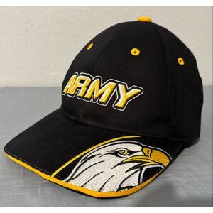 US Army Baseball Cap Hat Black Yellow Embroidered Eagle Crest Military